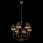 Люстра на металлическом основании бронзового цвета с 6-ю черными конусовидными абажурами Dignity варинант исполнения - 5 | Loft Concept в Самаре