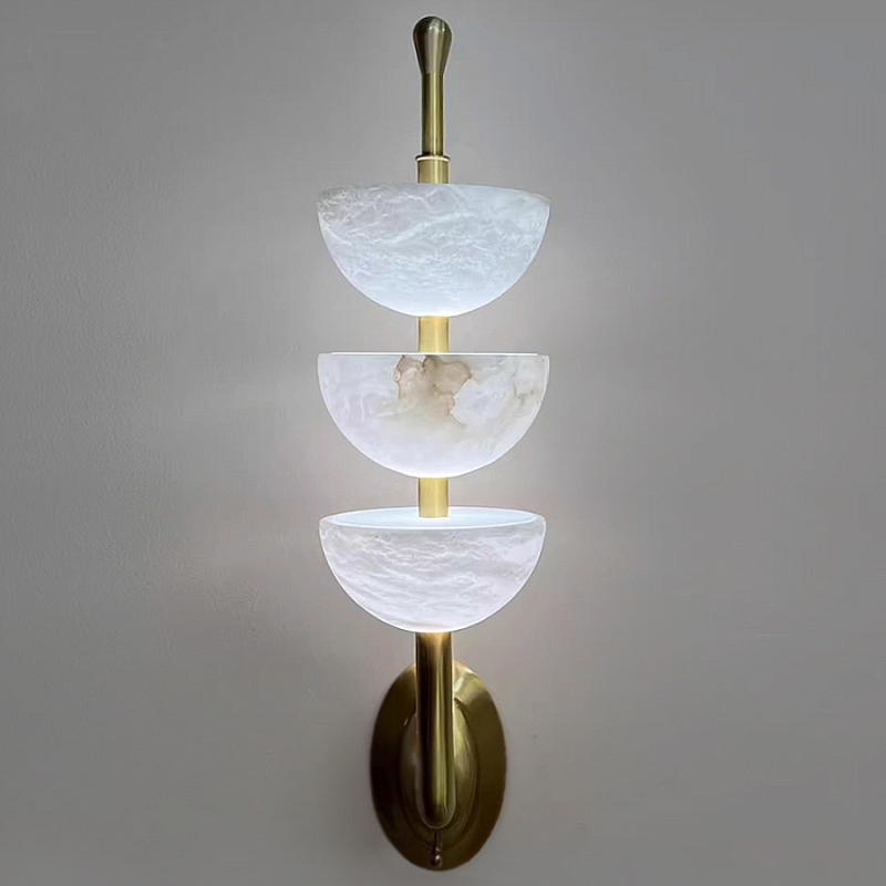 Бра с 3-мя мраморными плафонами в форме чаши Warm Marble Light Латунь Бра с 3-мя мраморными плафонами в форме чаши Warm Marble Light Латунь в Самаре | Loft Concept