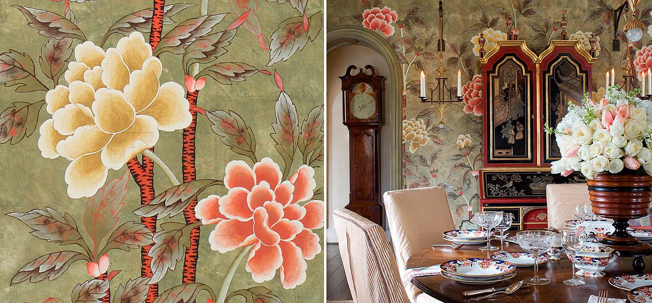 Обои ручная роспись Korean Peony Colourway SC-50 on Edo Cannella India tea paper Обои ручная роспись Korean Peony Colourway SC-50 on Edo Cannella India tea paper - Loft-Concept в Самаре