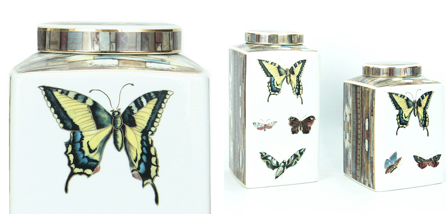 Ваза с крышкой Ceramic Flowers and Butterflies Vase Ваза с крышкой Ceramic Flowers and Butterflies Vase - Loft-Concept в Самаре