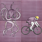 Плитка с узором Осьминог велосипедист варинант исполнения - 1 | Loft Concept в Самаре