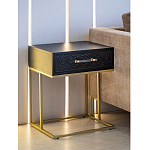 Приставной столик с резным узором на выдвижном ящике Black Table Carved Pattern варинант исполнения - 7 | Loft Concept в Самаре