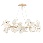 Люстра круглая с белыми лепестками из керамики и прозрачными хрустальными цветками Диаметр 82 см Wintery flovers варинант исполнения - 3 | Loft Concept в Самаре