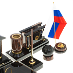 Настольный письменный набор с часами из природного камня обсидиана Peace Contract варинант исполнения - 5 | Loft Concept в Самаре