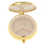 Таблетница карманная круглая с 3-мя отделениями и накладкой из натурального камня Серафинит Gold Stone Pillboxes варинант исполнения - 3 | Loft Concept в Самаре