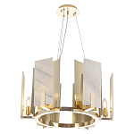 Люстра подвесная круглая с мраморными прямоугольными вставками и золотым основанием Диаметр 55 см Marble square Chandelier варинант исполнения - 1 | Loft Concept в Самаре