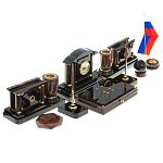 Настольный письменный набор с часами из природного камня обсидиана Peace Contract варинант исполнения - 2 | Loft Concept в Самаре