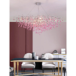 Люстра овальная с розовыми стеклянными подвесками в форме капель FAIRYTREE Light варинант исполнения - 4 | Loft Concept в Самаре