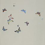 Обои ручная роспись Butterflies Icarus on Rose Shadow metallic silk варинант исполнения - 2 | Loft Concept в Самаре