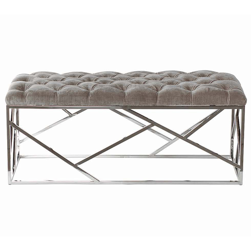 Банкетка Serene Furnishing Chromium Top Бежево-серый Хром Банкетка Serene Furnishing Chromium Top Бежево-серый Хром в Самаре | Loft Concept