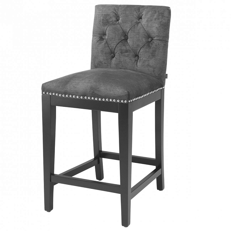 Полубарный стул Eichholtz Counter Stool Domino Серый Черный Никель Полубарный стул Eichholtz Counter Stool Domino Серый Черный Никель в Самаре | Loft Concept