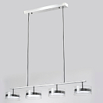 Люстра светодиодная с 4-мя круглыми прозрачными плафонами цилиндрической формы из акрила и стекла с пультом для регулировки света Glass Lamp Chromium варинант исполнения - 4 | Loft Concept в Самаре