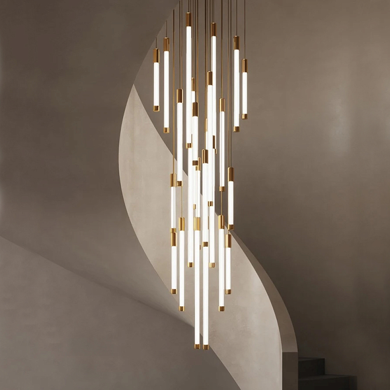Люстра в современном стиле с 30-ю каскадными светодиодными лампами Golden LED Rain Золотой Белый Люстра в современном стиле с 30-ю каскадными светодиодными лампами Golden LED Rain Золотой Белый в Самаре | Loft Concept