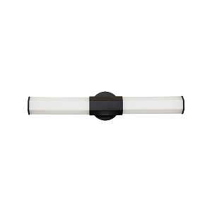 Бра для ванных комнат горизонтальное с длинным белым матовым плафоном в форме шестиугольника на круглом основании Hinkley