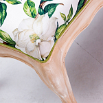 Банкетка из натурального бука золотистая с изображением птиц и цветов Blooming Birds варинант исполнения - 2 | Loft Concept в Самаре
