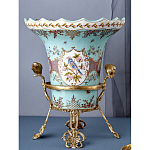 Ваза из голубого фарфора с рисунком птиц и цветов и декоративными элементами Blue Garden варинант исполнения - 7 | Loft Concept в Самаре