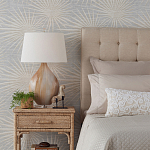 Настольная лампа на прозрачным основании с тканевым конусообразным абажуром Cream варинант исполнения - 2 | Loft Concept в Самаре