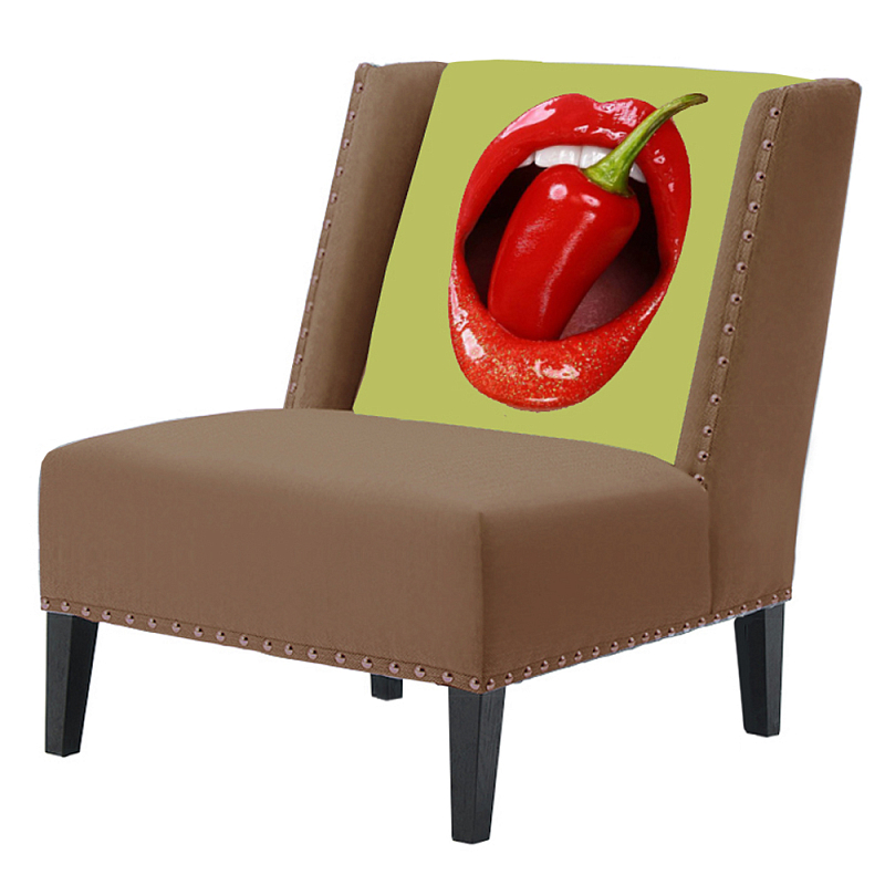 FUN Armchair "Chili Pepper" Beige Дизайнерское кресло с цветным принтом Бежевый в Самаре | Loft Concept 