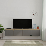 ТВ-тумба подвесная цвета древесины с 4-мя темно-серыми дверцами SPARK TV STAND OAK ANTHRACITE варинант исполнения - 1 | Loft Concept в Самаре