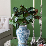 Ваза округлой формы белого цвета с синим растительным узором Blue & White Ornament  варинант исполнения - 4 | Loft Concept в Самаре