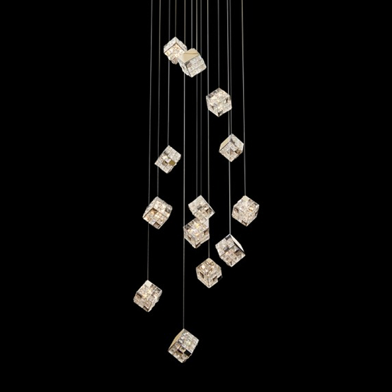 Люстра каскадная с мозаичным хрустальным оформлением Sparks of Crystal Прозрачный Хром Золотой Люстра каскадная с мозаичным хрустальным оформлением Sparks of Crystal Прозрачный Хром Золотой в Самаре | Loft Concept