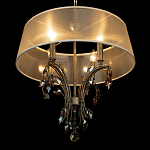 Люстра подвесная круглая с тканевым полупрозрачным абажуром и подвесками 4 лампы Gilded Elegance варинант исполнения - 5 | Loft Concept в Самаре