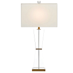 Настольная лампа с прозрачным корпусом и прямоугольным тканевым абажуром Charm and Luxury варинант исполнения - 2 | Loft Concept в Самаре