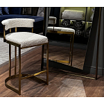 Стул барный букле бежевый с каркасом цвета матовое золото Tactility варинант исполнения - 5 | Loft Concept в Самаре