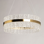 Люстра круглая золотого цвета с прозрачными рельефными стеклянными вставками Textured Glass Chandelier варинант исполнения - 4 | Loft Concept в Самаре