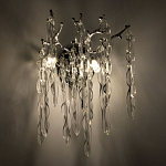 Бра цвета хром с ветвями и прозрачными стеклянными подвесками в виде вытянутых спиральных капель Droplet Chandelier варинант исполнения - 2 | Loft Concept в Самаре