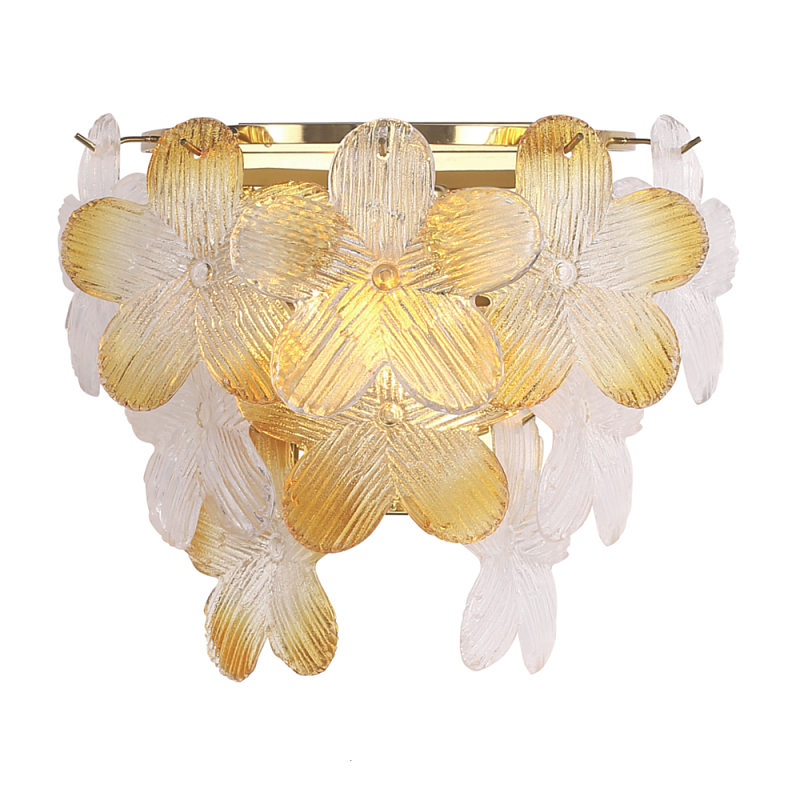 Бра с цветочными мотивами Light Floral Glow Золотой Прозрачное Стекло Янтарный в Самаре | Loft Concept 
