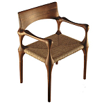 Стул из Ореха с плетеным сидением Kronos Dining Chair Brown варинант исполнения - 1 | Loft Concept в Самаре