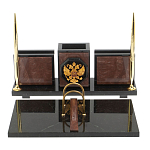 Настольный письменный набор из камня лемезит с гербом России Royal Accessory варинант исполнения - 1 | Loft Concept в Самаре