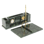 Настольный письменный набор из змеевика с подставкой под календарь и часами Successful Leader варинант исполнения - 2 | Loft Concept в Самаре