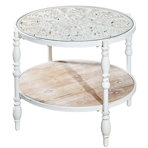 Журнальный столик из натурального дерева в винтажном стиле Openwork Coffee Table