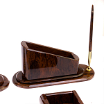 Настольный письменный набор с часами из природного камня обсидиана  Contract Extended варинант исполнения - 4 | Loft Concept в Самаре