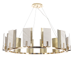 Люстра подвесная круглая с прямоугольными мраморными и золотистыми панелями на металлическом каркасе Диаметр 118 см Marble square Chandelier варинант исполнения - 1 | Loft Concept в Самаре