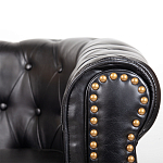 Кресло кожаное с мягкими подлокотниками на 4-х деревянных ножках Logan Leather Armchair black варинант исполнения - 4 | Loft Concept в Самаре