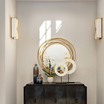 Золотое настенное круглое зеркало Golden Orbit варинант исполнения - 2 | Loft Concept в Самаре