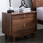 Прикроватный деревянный столик с ящиками Moon Walnut Furniture варинант исполнения - 1 | Loft Concept в Самаре