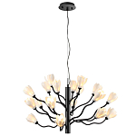 Люстра подвесная черного цвета с ветвями и белыми фарфоровыми цветами Floralis варинант исполнения - 8 | Loft Concept в Самаре