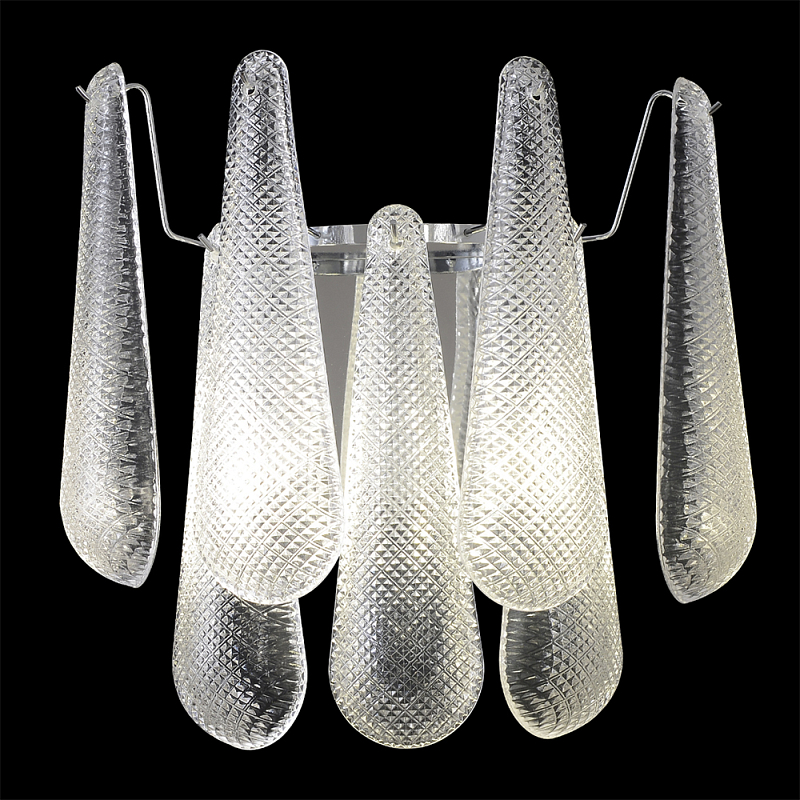 Бра с подвесками из рифленного стекла в форме капель на основании цвета хром Textured Glass Прозрачное Стекло Хром Бра с подвесками из рифленного стекла в форме капель на основании цвета хром Textured Glass Прозрачное Стекло Хром в Самаре | Loft Concept