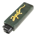 Зажигалка газовая из натурального камня Офиокальцит с декоративной металлической вставкой в виде ящерицы Metal Stone Lighters варинант исполнения - 2 | Loft Concept в Самаре