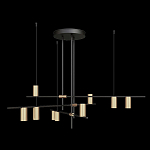 Люстра с 9-ю цилиндрическими плафонами цвета латунь TRIBES CHANDELIER варинант исполнения - 1 | Loft Concept в Самаре