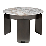 Столик журнальный с круглой мраморной столешницей на трех опорах Marble Stone Drawing варинант исполнения - 1 | Loft Concept в Самаре