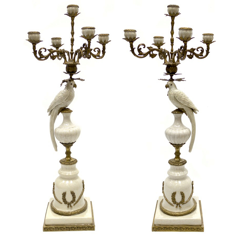 Подсвечник Candlestick White Parrot Белый Бронза в Самаре | Loft Concept 