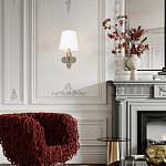 Бра с белым текстильным абажуром и фигурным основанием с зеркальной вставкой Vitorino варинант исполнения - 7 | Loft Concept в Самаре