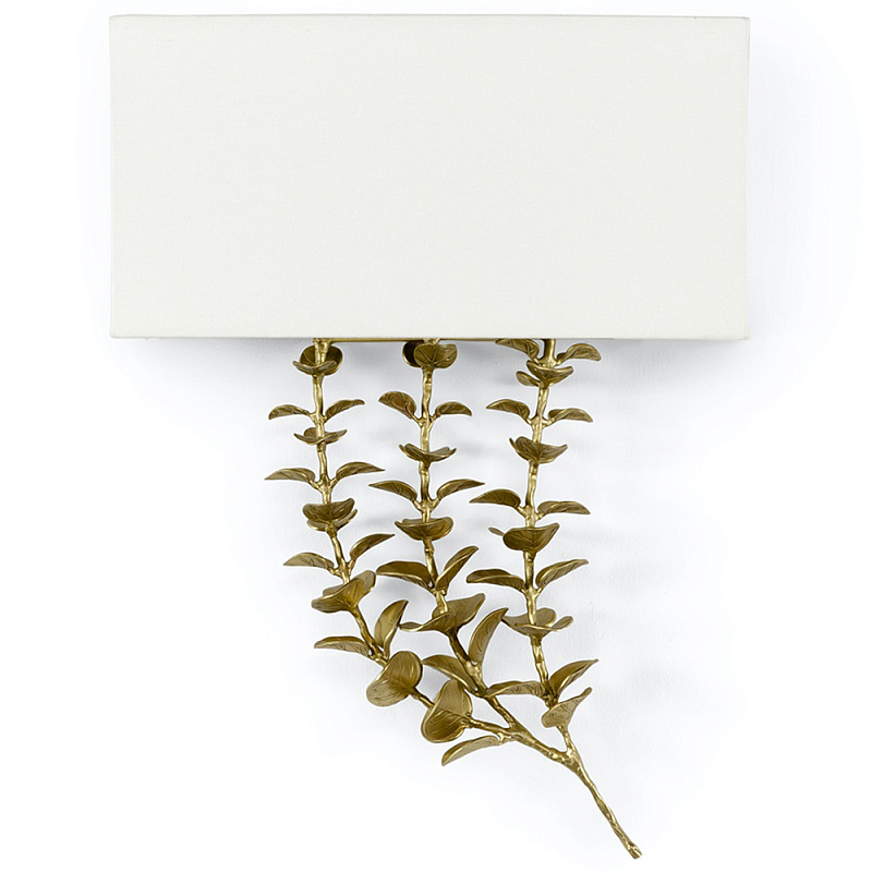 Бра Brass Eucalyptus Branches Lampshade Wall Lamp Латунь Белый в Самаре | Loft Concept 