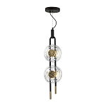 Подвесной светильник с 2-мя прозрачными стеклянными плафонами и золотистыми центральными вставками Virelia  варинант исполнения - 5 | Loft Concept в Самаре