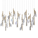 Люстра с золотистыми трубками и прозрачными стеклянными листьями на подвесах Sylva  варинант исполнения - 1 | Loft Concept в Самаре